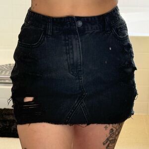 Hollister Black Distressed Mini Skirt